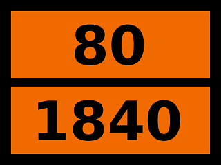 Табличка опасный груз "80-1840. Цинка хлорида раствор"