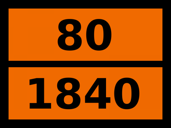 Табличка опасный груз "80-1840. Цинка хлорида раствор"
