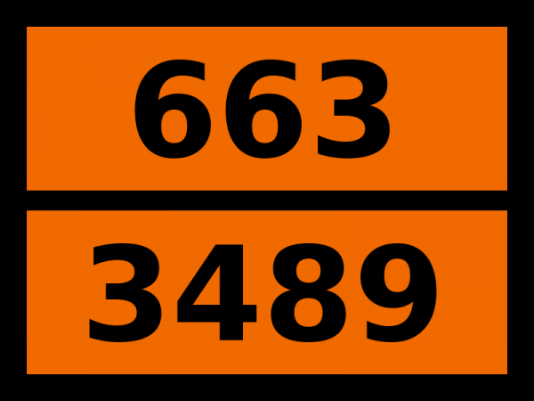 Табличка опасный груз "663-3489. Жидкость токсичная при вдыхании"