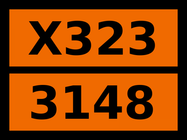 Табличка опасный груз "X323-3148. Жидкость, реагирующая с водой, н.у.к."