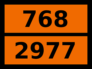 Табличка опасный груз "768-2977. Радиоактивный материал, урана гексафторид, делящийся"
