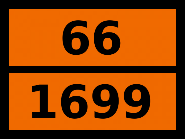 Табличка опасный груз "66-1699. Дифенилхлорарсин жидкий"