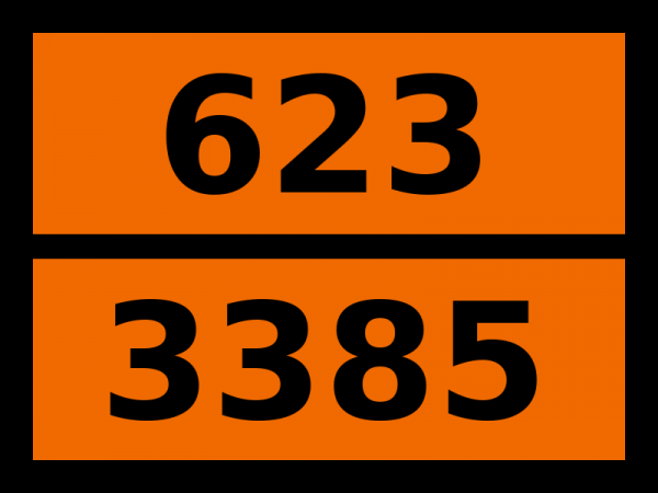 Табличка опасный груз "623-3385. Жидкость токсичная при вдыхании"