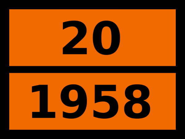 Табличка опасный груз "20-1958. 1,2-дихлор-1,1,2,2-тетрафторэтан (газ рефрижераторный r 114)"