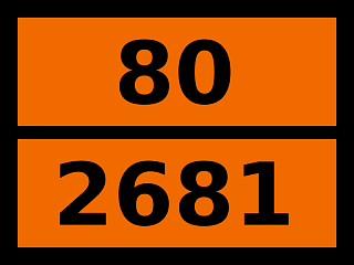 Табличка опасный груз "80-2681. Цезия гидроксида раствор"