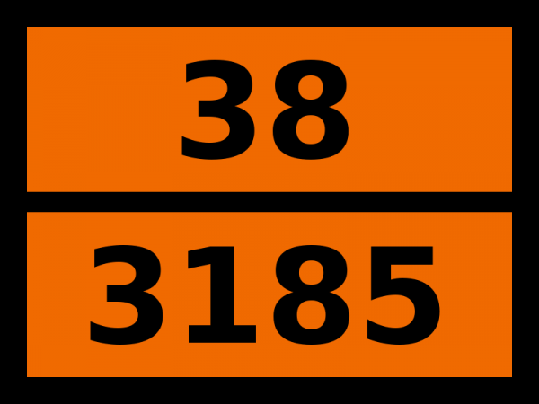 Табличка опасный груз "38-3185. Жидкость самонагревающаяся"