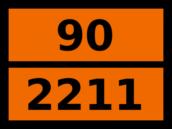 Табличка опасный груз "90-2211. Полимер вспенивающийся гранулированный"