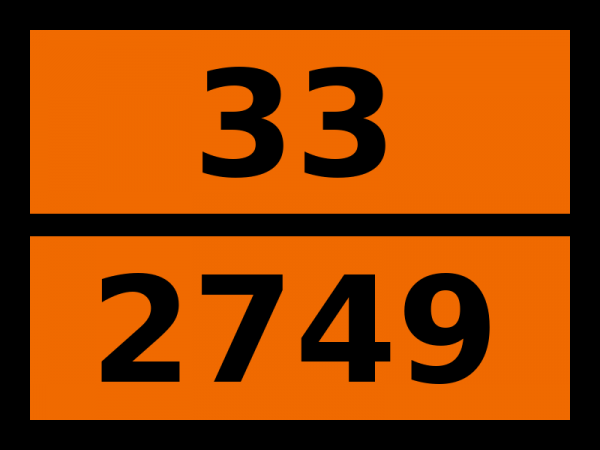 Табличка опасный груз "33-2749. Тетраметилсилан"