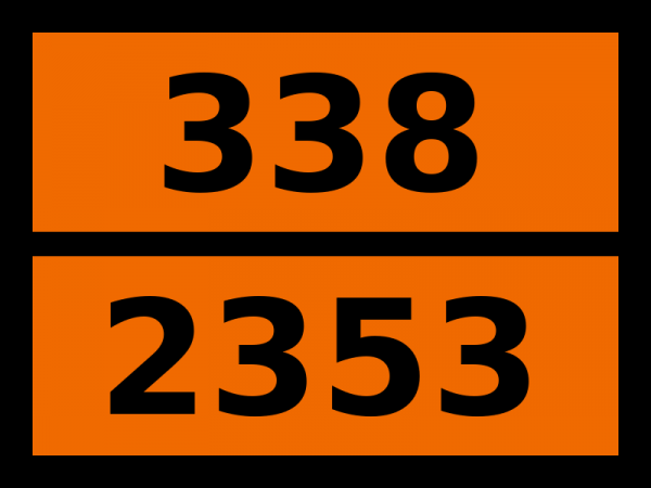 Табличка опасный груз "338-2353. Бутирилхлорид"