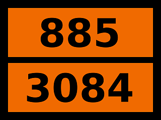 Табличка опасный груз "885-3084. Вещество твердое коррозионное, окисляющее, н.у.к."