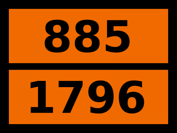 Табличка опасный груз "885-1796. Смесь кислотная нитрующая c содержанием азотной кислоты более 50%"