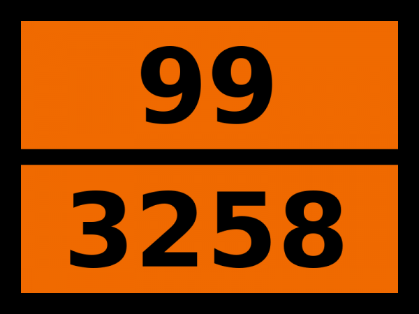 Табличка опасный груз "99-3258. Вещество твердое при высокой температуре"