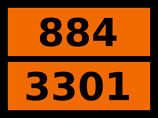 Табличка опасный груз "884-3301. Жидкость коррозионная самонагревающаяся, н.у.к."