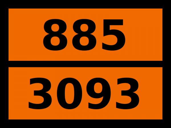 Табличка опасный груз "885-3093. Жидкость коррозионная окисляющая, н.у.к."