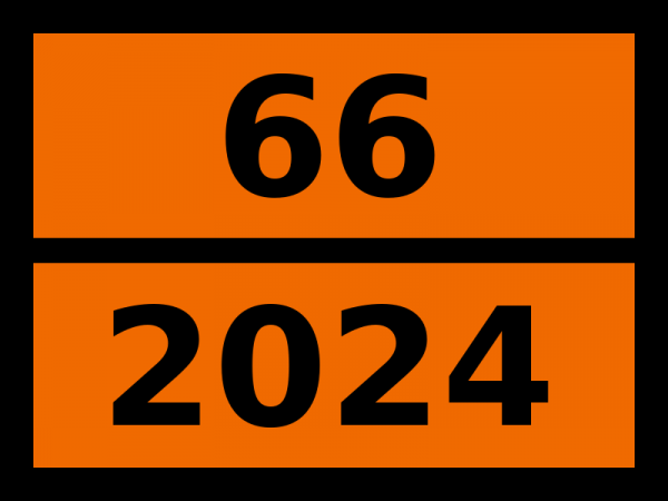 Табличка опасный груз "66-2024. Ртути соединение жидкое, н.у.к."