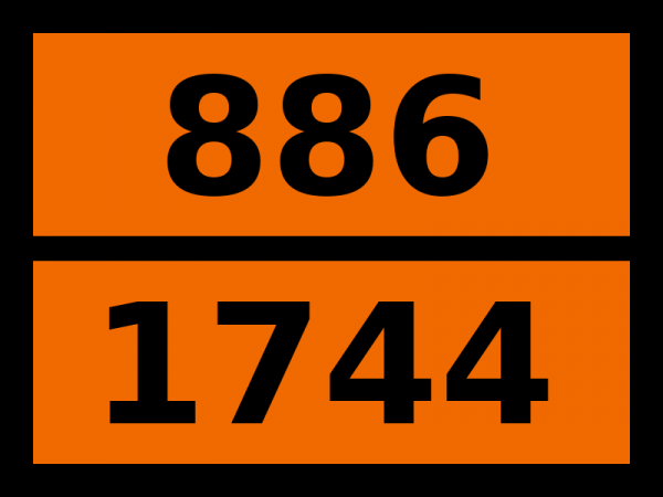Табличка опасный груз "886-1744. Бром или брома раствор"