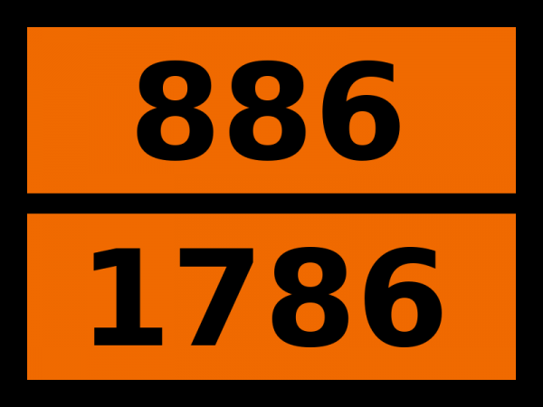 Табличка опасный груз "886-1786. Кислоты фтористоводородной и кислоты серной смесь"