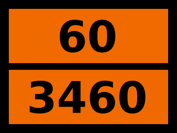 Табличка опасный груз "60-3460. N-этилбензилтолуидины твердые"