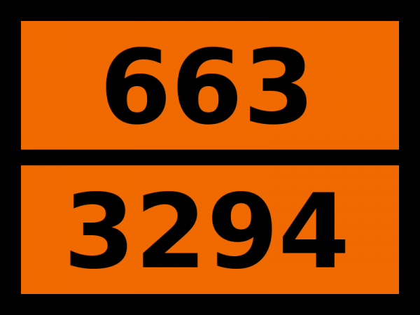 Табличка опасный груз "663-3294. Водорода цианида спиртовой раствор"