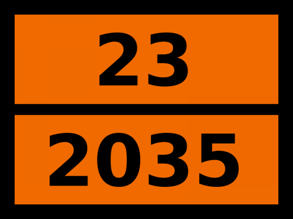 Табличка опасный груз "23-2035. 1,1,1-трифторэтан (газ рефрижераторный r 143a)"