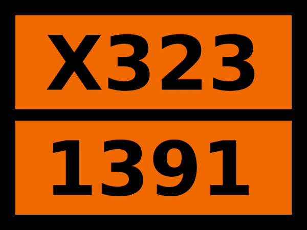 Табличка опасный груз "X323-1391. Металл щелочной диспергированный или металл щелочноземельный диспергированный"