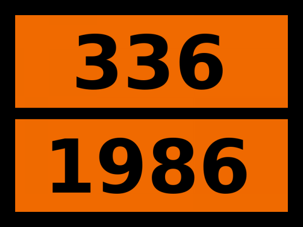 Табличка опасный груз "336-1986. Спирты легковоспламеняющиеcя токсичные, н.у.к."
