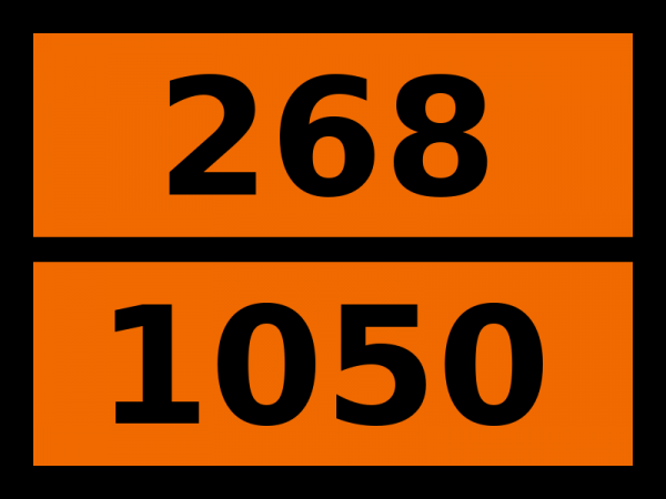 Табличка опасный груз "268-1050. Водород хлористый безводный"