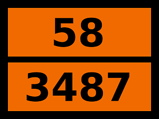 Табличка опасный груз "58-3487. Кальция гипохлорит гидратированный коррозионный или кальция гипохлорита гидратированная смесь коррозионная с содержанием воды не менее 5"