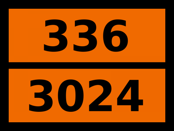 Табличка опасный груз "336-3024. Пестицид — производный кумарина жидкий легковоспламеняющийся"