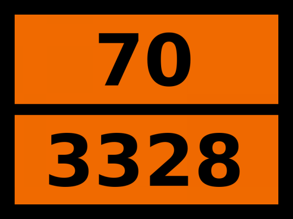Табличка опасный груз "70-3328. Радиоактивный материал, упаковка типа b(u), делящийся"