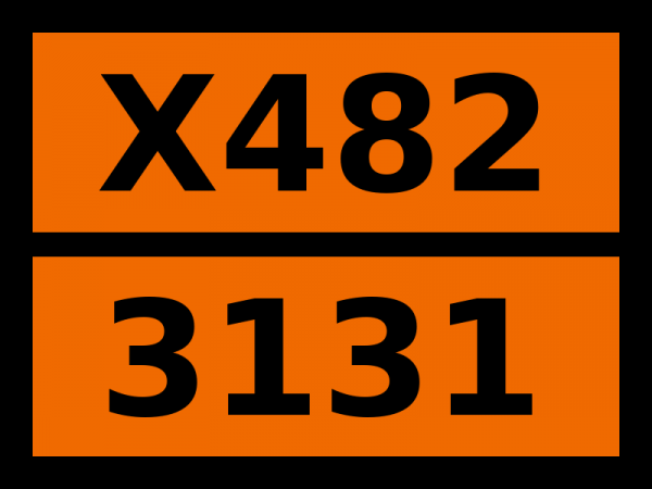 Табличка опасный груз "X482-3131. Вещество твердое, реагирующее с водой, коррозионное, н.у.к."