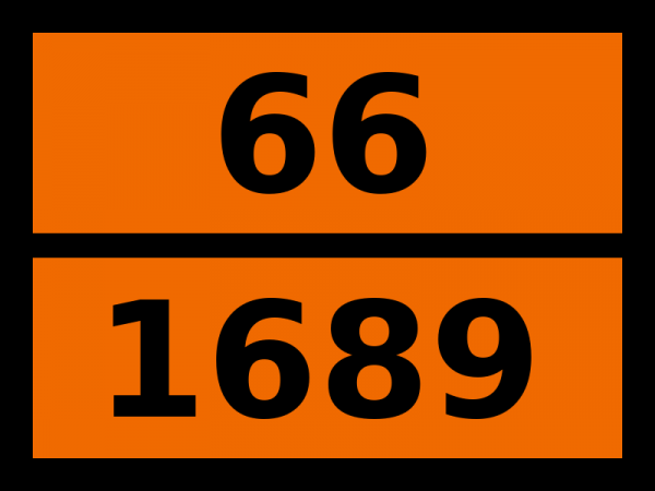 Табличка опасный груз "66-1689. Натрия цианид твердый"