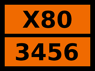 Табличка опасный груз "X80-3456. Кислота нитрозилсерная твердая"