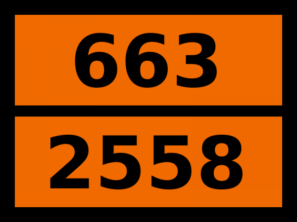 Табличка опасный груз "663-2558. Эпибромгидрин"