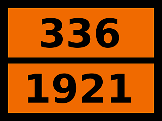 Табличка опасный груз "336-1921. Пропиленимин стабилизированный"