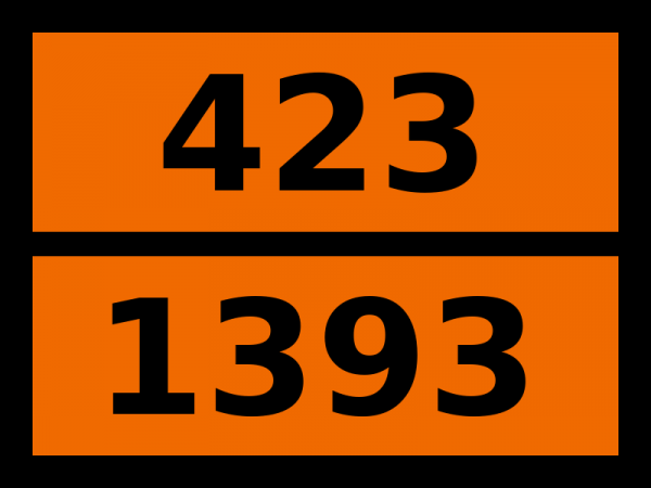 Табличка опасный груз "423-1393. Щелочноземельных металлов сплав, н.у.к."