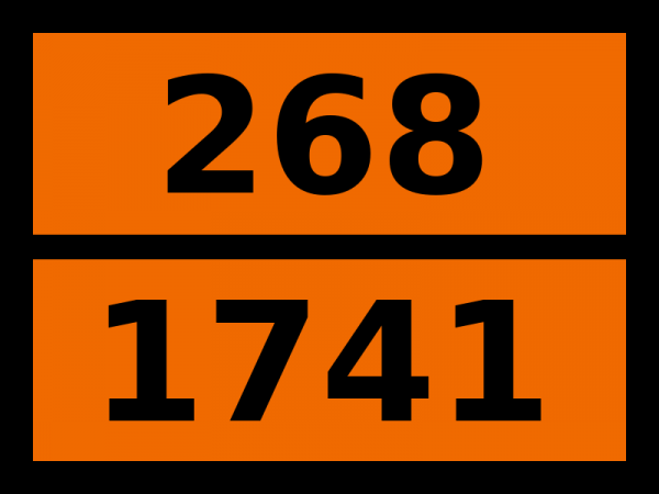 Табличка опасный груз "268-1741. Бора трихлорид"