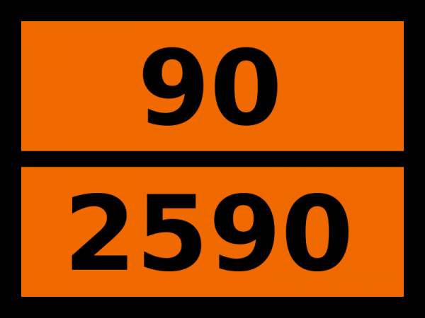 Табличка опасный груз "90-2590. Асбест хризотиловый"