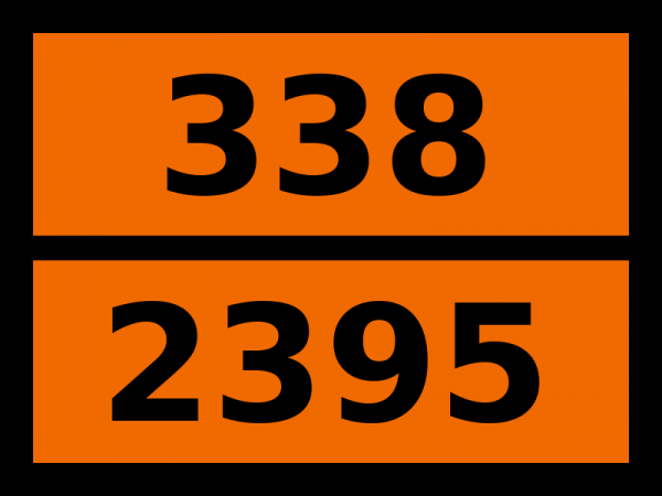 Табличка опасный груз "338-2395. Изобутирилхлорид"