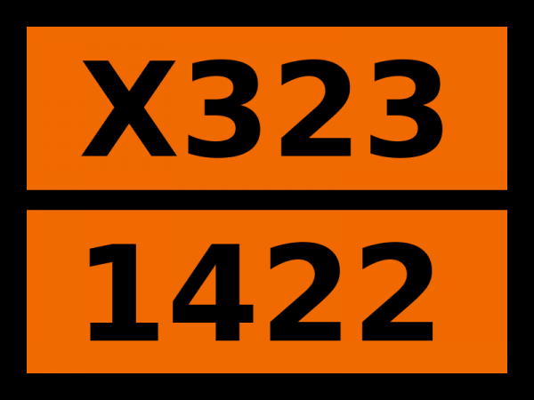 Табличка опасный груз "X323-1422. Калия-натрия сплавы жидкие"