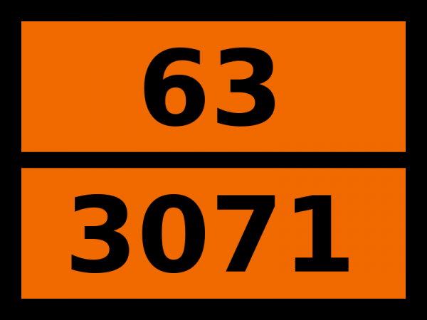 Табличка опасный груз "63-3071. Меркаптаны жидкие токсичные"