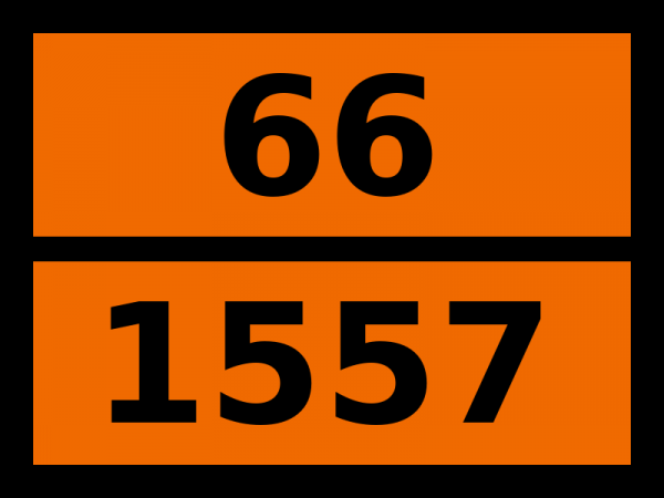 Табличка опасный груз "66-1557. Мышьяка соединение твердое"