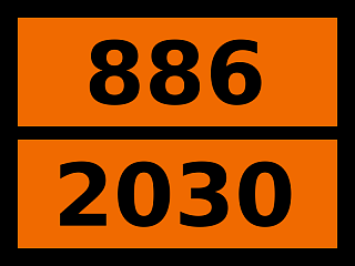 Табличка опасный груз "886-2030. Гидразина водный раствор с массовой долей гидразина более 37%"