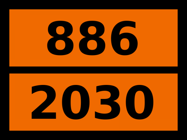 Табличка опасный груз "886-2030. Гидразина водный раствор с массовой долей гидразина более 37%"