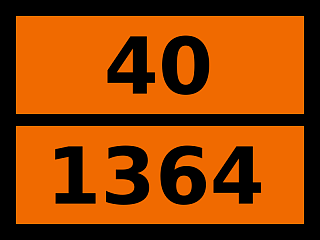 Табличка опасный груз "40-1364. Хлопка отходы, пропитанные маслом"