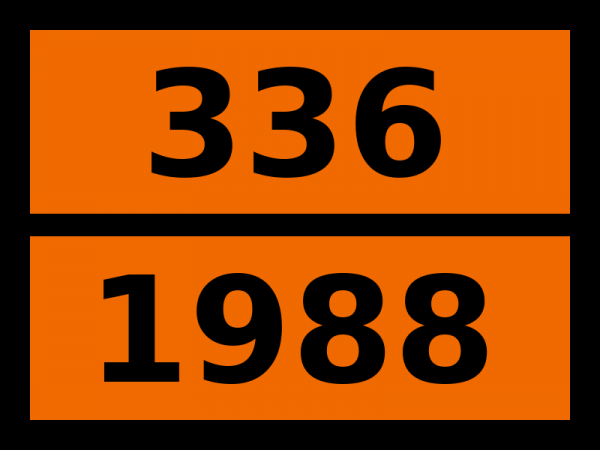 Табличка опасный груз "336-1988. Альдегиды легковоспламеняющиеcя tоксичные, н.у.к."