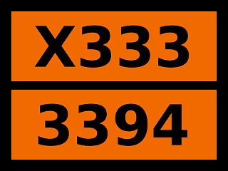 Табличка опасный груз "X333-3394. Вещество металлоорганическое пирофорное"