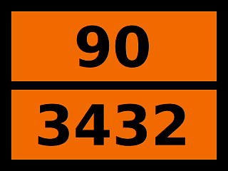Табличка опасный груз "90-3432. Полихлордифенилы твердые"