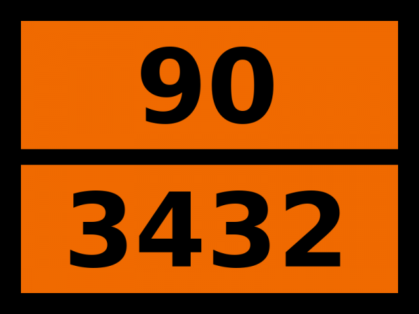 Табличка опасный груз "90-3432. Полихлордифенилы твердые"