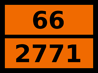 Табличка опасный груз "66-2771. Пестицид на основе тиокарбаматов твердый токсичный"